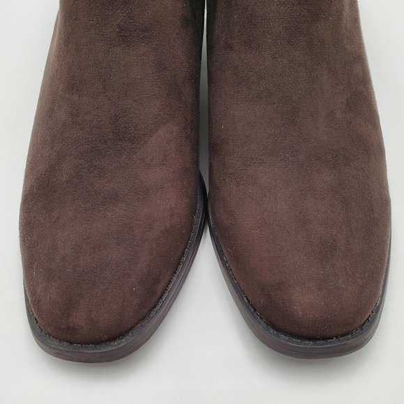 Ann Taylor LOFT Outlet Chelsea Chocolate Brown Suede-like Bootie - Picture 7 of 15